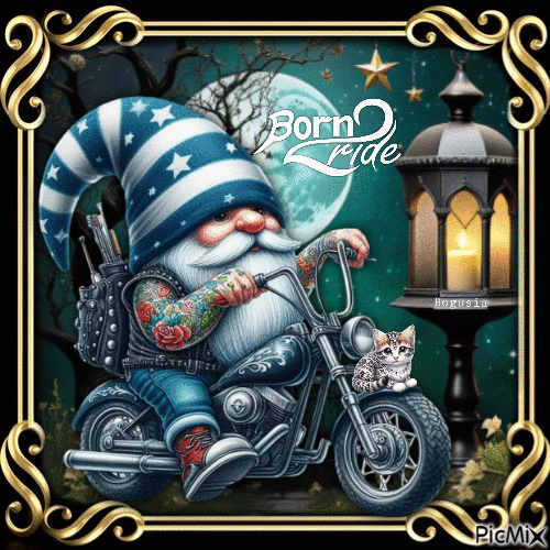 Biker Gnome - Born to Ride - GIF animé gratuit