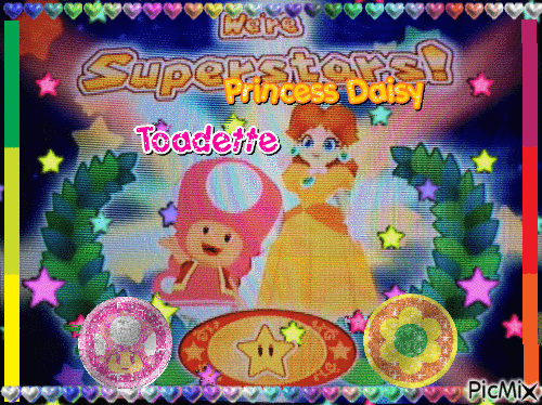 Toadette and Daisy Superstars - Free animated GIF