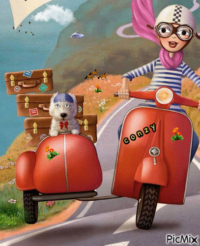 Moto con sidecar - Darmowy animowany GIF