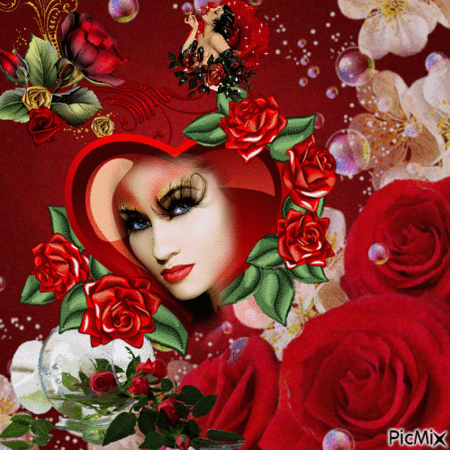 J'aime les roses rouges - Nemokamas animacinis gif
