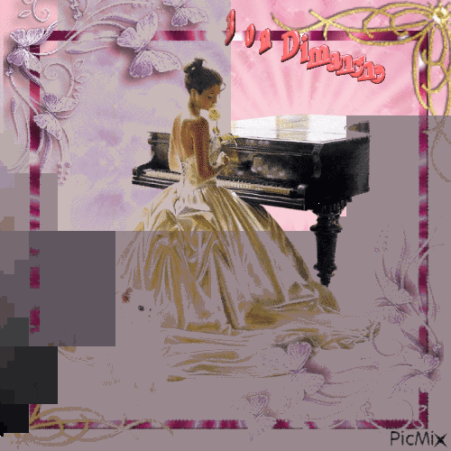 gif femme au piano - Gratis geanimeerde GIF