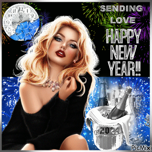 Sending Love. Happy New Year 2024 - 6 - Бесплатни анимирани ГИФ