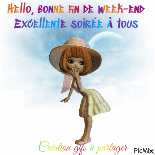 Hello bonne fin de week-end et bonne soirée - 無料のアニメーション GIF