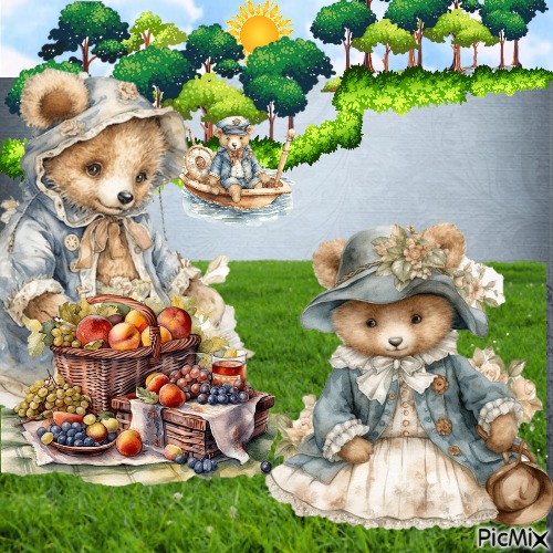 Picknick  teddy bears - zdarma png