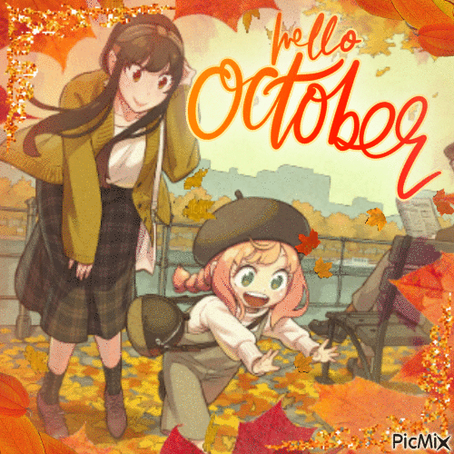 Hello, October! Yor and Anya Forger - Kostenlose animierte GIFs