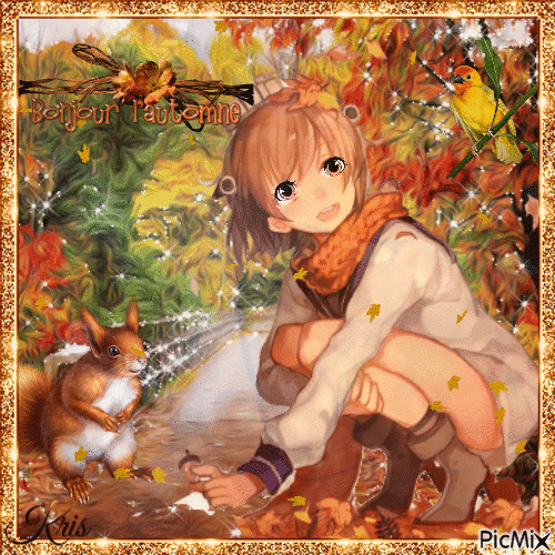 Manga d'automne - Tons marrons - GIF animé gratuit