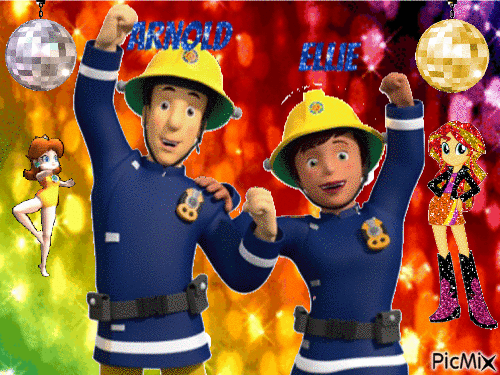 Arnold and Ellie from Fireman Sam - Бесплатный анимированный гифка