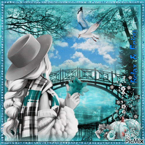 Turquoise and blue autumn. Relax, enjoy - Free animated GIF
