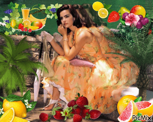 Hilda Furacao Summer Fruits Tropical Brazilian Lady - Free animated GIF