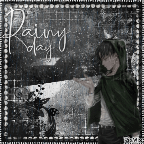 Anime Boy Enjoying A Rainy Day | For A Competition - Бесплатный анимированный гифка