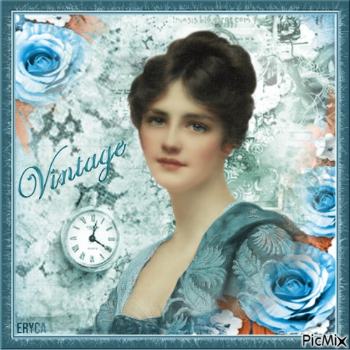 Portrait vintage ( ton bleu ) - δωρεάν png