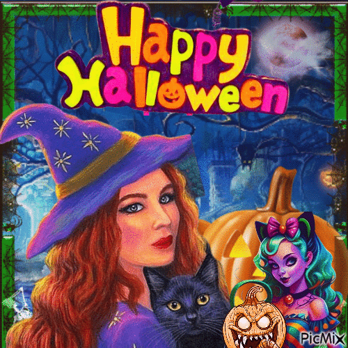 Concours : Happy Halloween coloré - Gratis animeret GIF