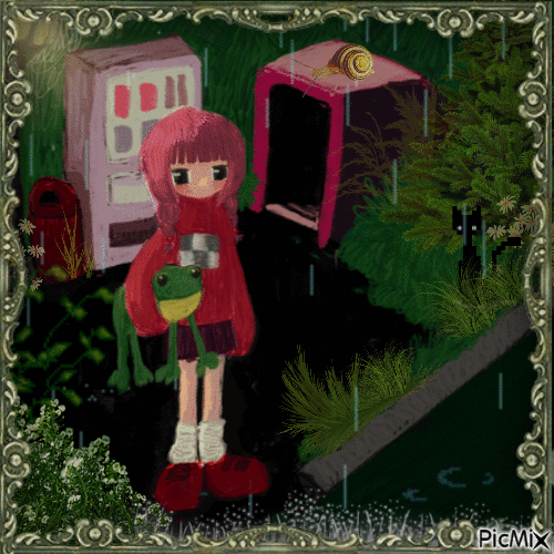 Madotsuki in the rain <3 - GIF animate gratis