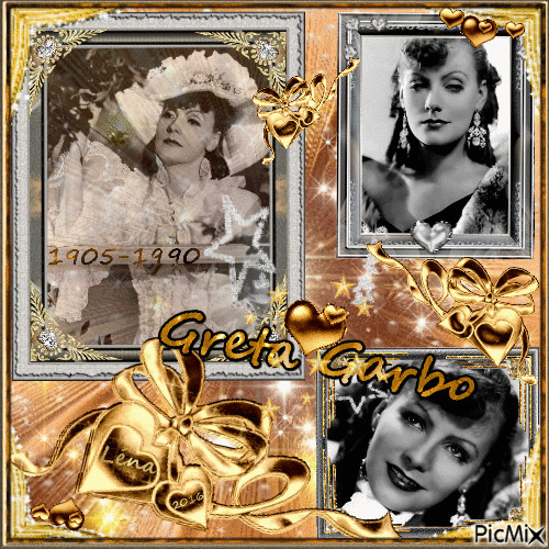 Greta Lovisa Gustafson, dite GRETA GARBO, est une actrice suédoise, née le 18 septembre 1905 à Stockholm en Suède et morte le 15 avril 1990 à New York, aux États-Unis. Surnommée « la Divine », elle a tourné son dernier film en 1941. - Gratis animeret GIF
