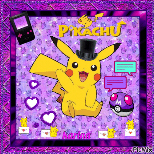 Pikachu en violet - Gratis geanimeerde GIF