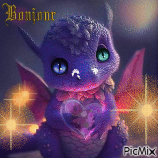 Bonjour dragonnet coeur - 無料のアニメーション GIF