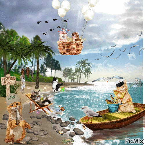 Cats at Sea - Darmowy animowany GIF