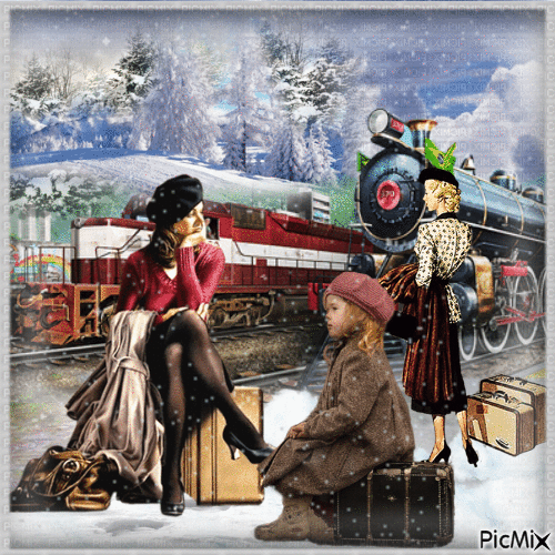 Prendre le train pour les fêtes de Noël . - GIF animasi gratis