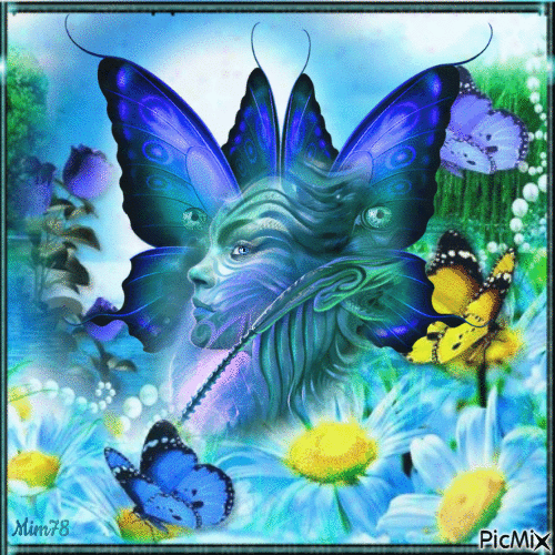 papillon bleu irréel - GIF animé gratuit