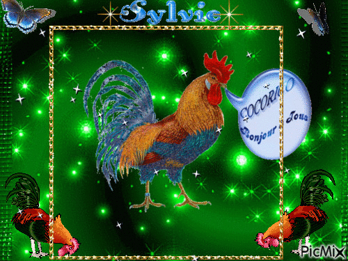Cock: symbol of the year ma création a partagersylvie - Gratis geanimeerde GIF