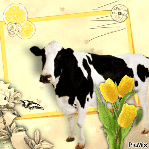 oh no get the cow out of yellow hell!!! - GIF animé gratuit