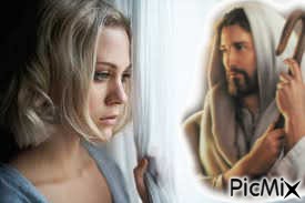 jesus  and woman - png ฟรี