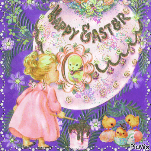Happy Easter-Vintage - Free animated GIF