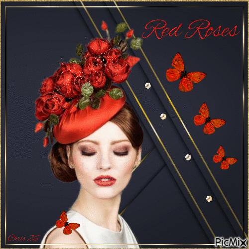 Contest🌹🌹🌹  Lady In A Flower Hat - GIF animado gratis