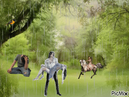 dans la colline sous la pluie - 無料のアニメーション GIF