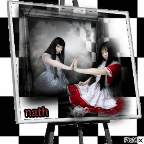 reflet dans le miroir,nath - Безплатен анимиран GIF
