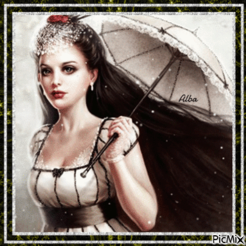 Mujer con sombrilla - Бесплатный анимированный гифка