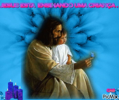 JESUS ESTA ENSINANDO UMA CRIANÇA . - GIF animado gratis