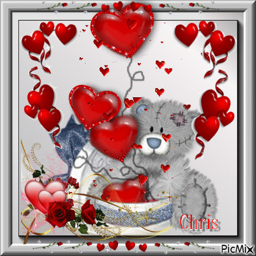 Hearts and teddy bears - Free animated GIF