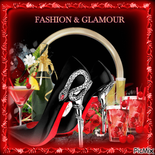 Glamour Of A Shoe And Mixed Drinks - GIF animate gratis