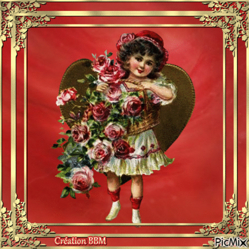 La fillette aux roses par BBM - Gratis geanimeerde GIF