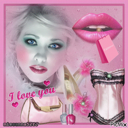 pour le concours 'amour ,glamour, en rose - Безплатен анимиран GIF