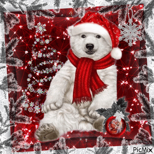 Animal de Noël - Rouge, noir et blanc. - Gratis animerad GIF