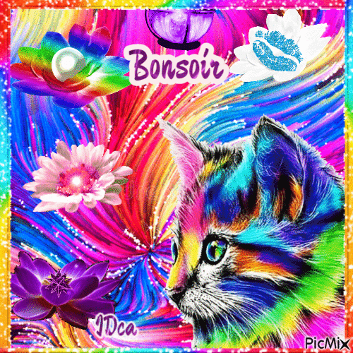 Bonsoir les chatons - Бесплатный анимированный гифка