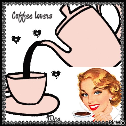 Coffee lover rose mur - GIF animado grátis