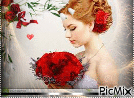 Concours Femme fleurs rouges - GIF animé gratuit