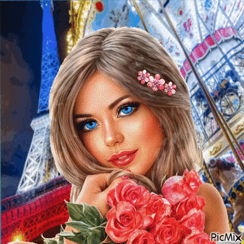 Девушка  с голубыми глазами - Besplatni animirani GIF