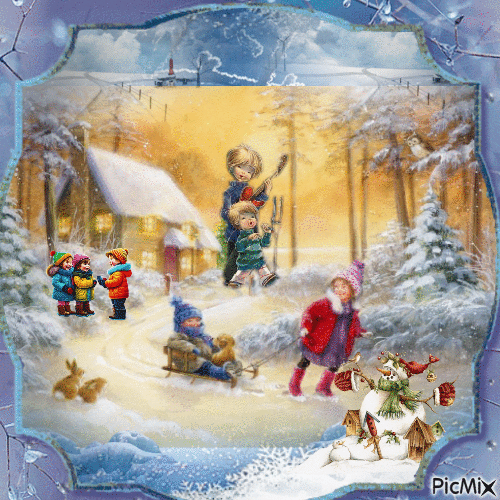 Inverno na vila - Bezmaksas animēts GIF