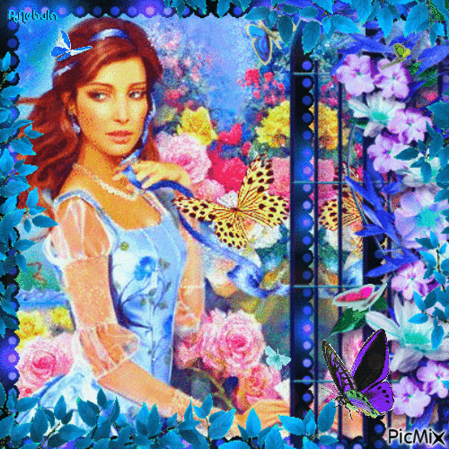 Woman and butteflies - Δωρεάν κινούμενο GIF