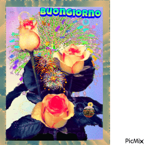 Buongiorno con tre rose - 無料のアニメーション GIF
