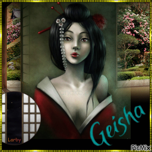 Geisha on the lake !!!!! - Бесплатный анимированный гифка