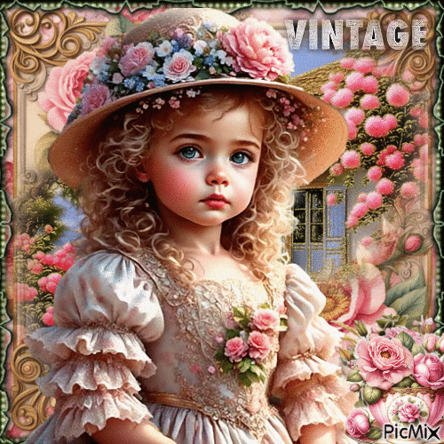 Vintage little girl - Бесплатни анимирани ГИФ