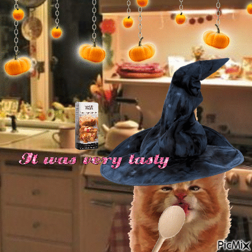 little kitty making cookies - Free animated GIF