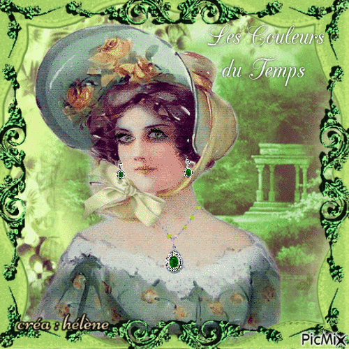 Portrait de femme en vert vintage - 無料のアニメーション GIF