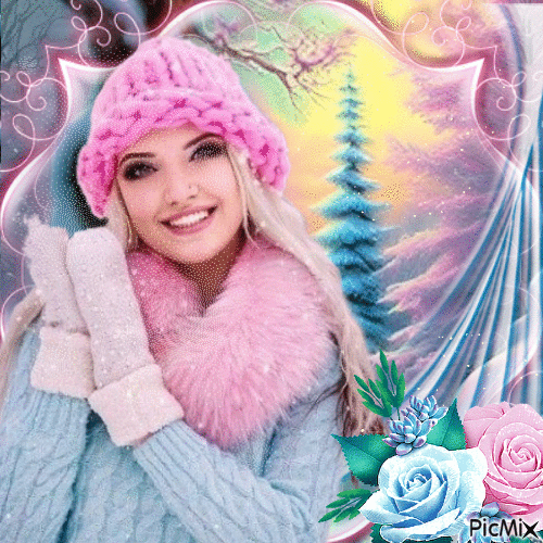 Belleza en invierno en colores pastel - GIF animado grátis