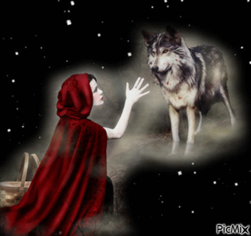 le loup et la femme - 無料のアニメーション GIF